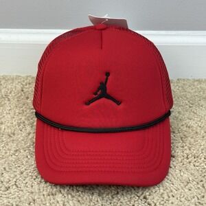 Jordan Jumpman Hat Kids Youth Logo‎ Rope Accent Red Mesh Back Foam Trucker Cap
